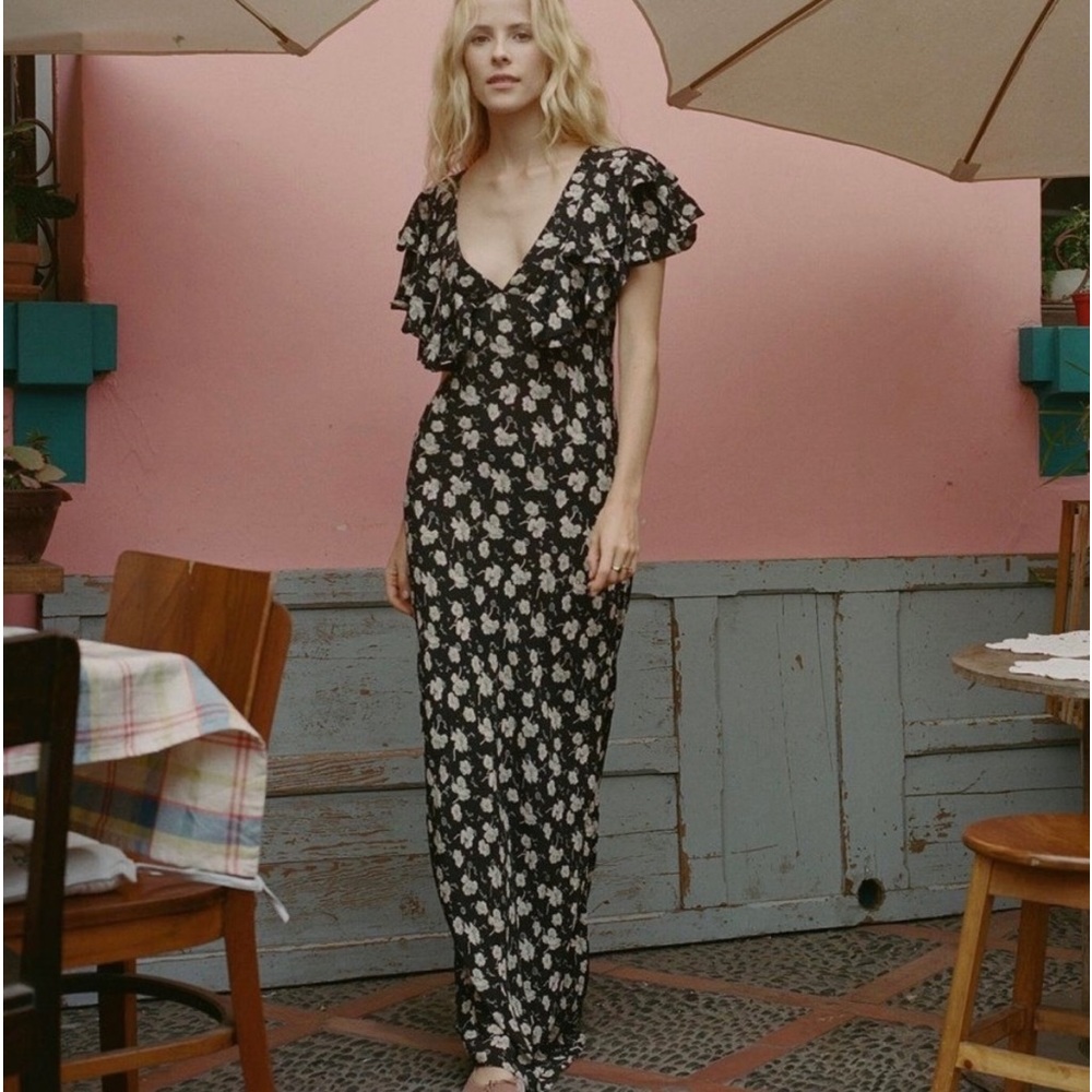 Doen Iris dress, doen black floral dress, doen floral dress